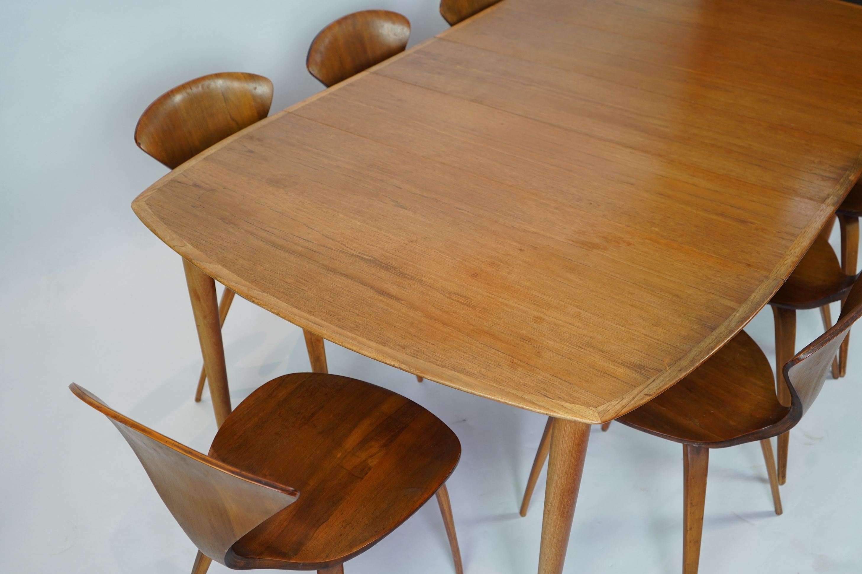 Norman Cherner (American, 1920-1987) for Plycraft (Bernardo): A set of eight plywood 'Pretzel' chairs